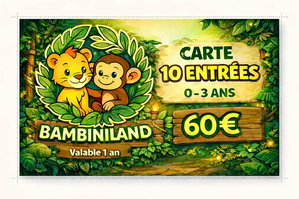 Carte Éléphanteau — 10 entrées Bambiniland (0-3 ans)